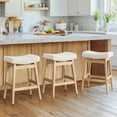 thumbnail image 4 of Dycanpo Saddle Seat Counter Height Bar Stools Set of 3 for Kitchen, Dining, 24in, Beige-Fabric, 4 of 7