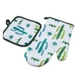 thumbnail image 1 of Decodeary 2Pcs Cactus Isolé Tampon Gant Cuisine Four Gants Résistant à la Chaleur Coussin Tapis Style Deux 1Set, 1 of 6