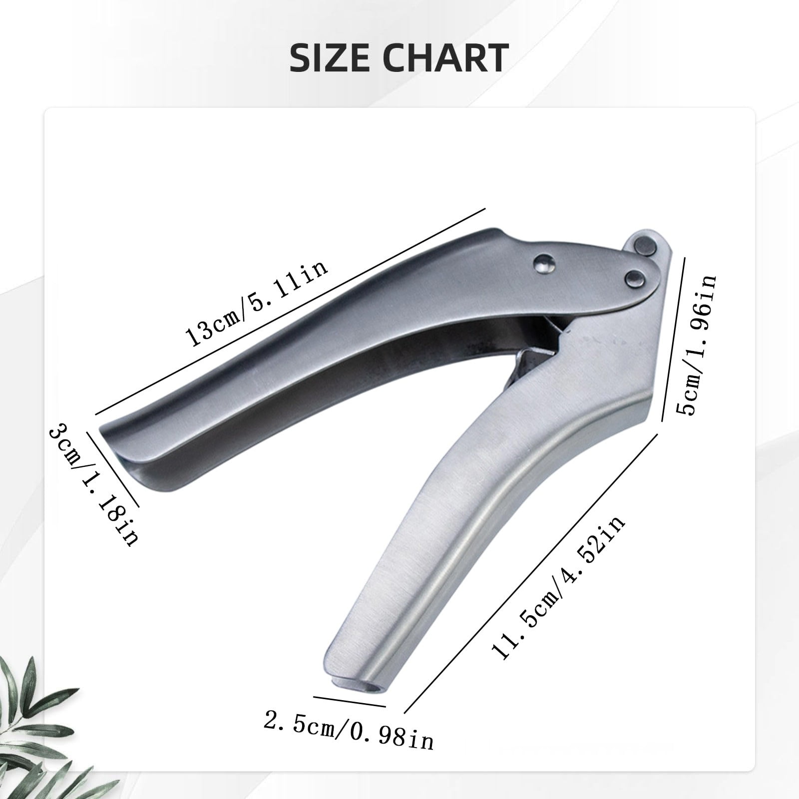 1x No Peeling Required Stainless Steel Garlic Press with Detachable Handle for Fine Mincing - Rust-Proof,Dishwasher Safe Garlic Crusher,Stainless Steel Mincer,Crusher & Brush Set,Easy to Clean,Silver