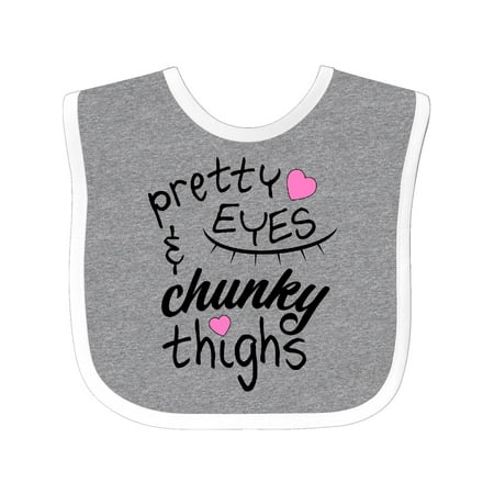 

Inktastic Pretty Eyes and Chunky Thighs Pink Hearts Gift Baby Boy or Baby Girl Bib