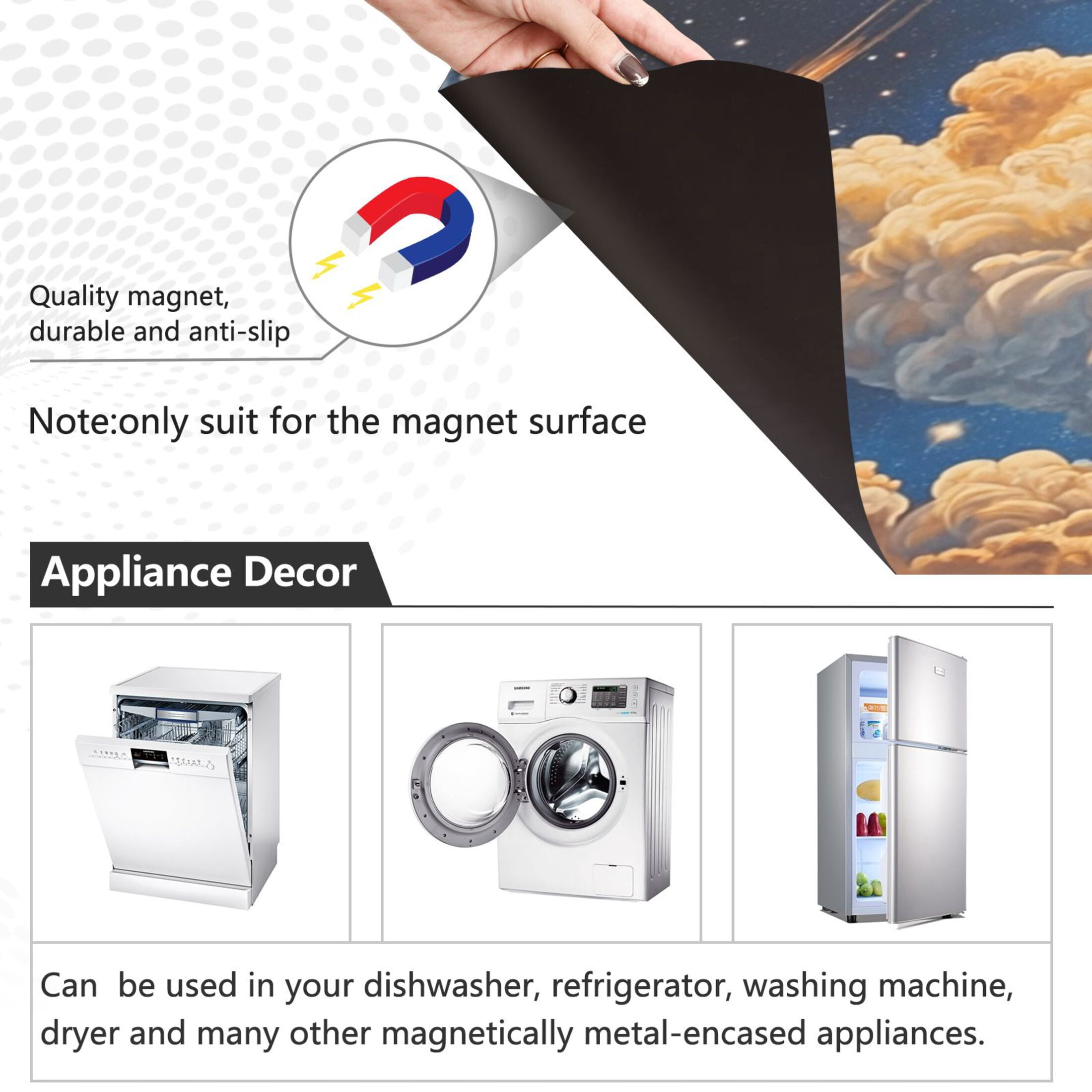 Dishwasher Magnetic Sticker 23x26 Inch Refrigerator Magnetic Sticker Washing Machine Magnetic Sticker Kitchen Panel Magnetic Sticker Home Decor Super Beautiful Sky