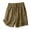Khaki, variant on Annhoo Womens Wide Leg Linen Shorts Summer Casual Loose Pleated Elastic High Waisted Drawstring Shorts with Pocket