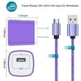 thumbnail image 4 of Fast Charger USB Adapter Charger with 6FT Micro USB Cable Fast Charging Android Charger, Braided Nylon Micro USB Cables for Samsung Galaxy, Android Devices, Purple, 4 of 7
