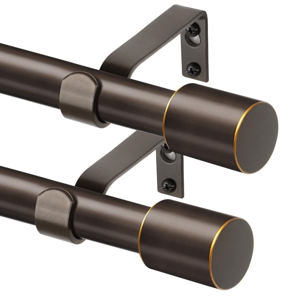 Juego de 2 barras de cortina telescópicas de 3/4 de 32 a 86 pulgadas barras de cortina individuales decorativas para ventanas con acabado moderno de t