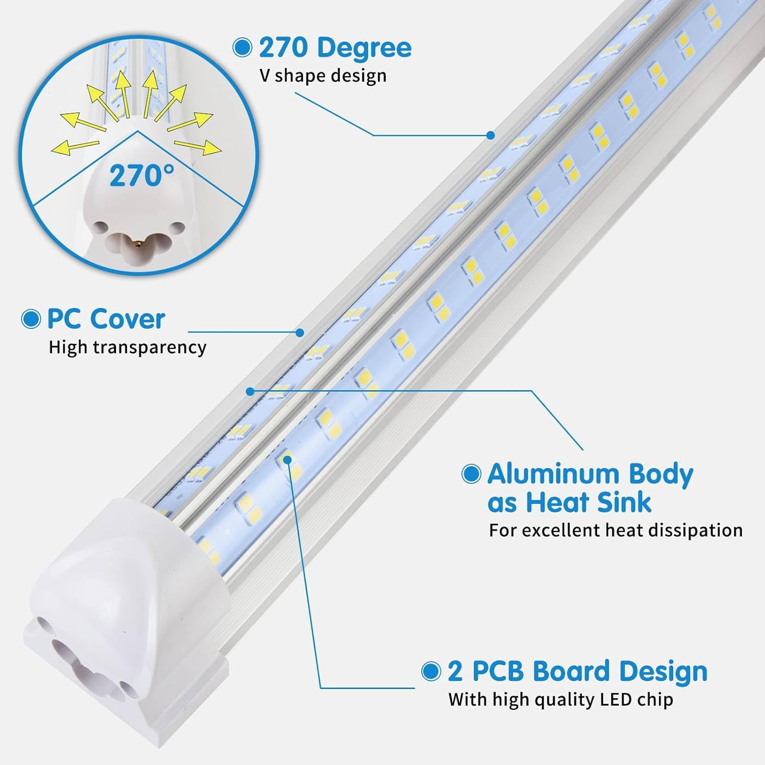 Led Shop Lights 4FT 4 Packs, 75W 9500LM 5000K, Linkable 4ft Led Shop Light, Super Bright 4 Foot Led Shop Lights for Workshop, V Shape 4 ft Led Light Fixture, 4 Row Led Tube Lights