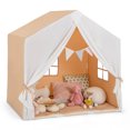 thumbnail image 1 of Costway Kid's Play Tent Toddler Playhouse Castle Solid Wood Frame with Washable Mat Orange, 1 of 10