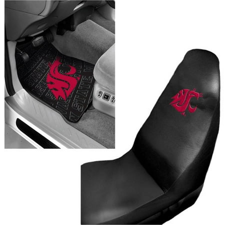 NCAA Washington State 2 pc Front Floor Mats and Washington State Car Seat Cover