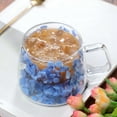 thumbnail image 4 of 200ml Double-Wall Glass Mug, Preserved Real Suspended Flowers, Clear Insulated Coffee Tea Cup with Handle, Blue, 4 of 7