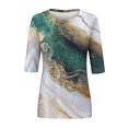 thumbnail image 4 of IROINNID Deals Polyester T-shirt Long Sleeve pour les Femmes Confortable Imprimé T-shirt Chemisier Col Rond Tops, Vert, 4 of 5