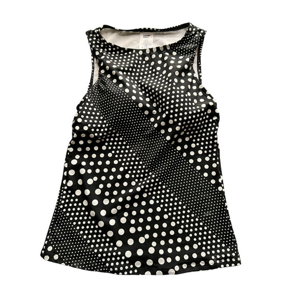 Lands End NEW 6 Swimsuit Tankini Tank Top Black Diagonal Dot High Neck UPF 50
