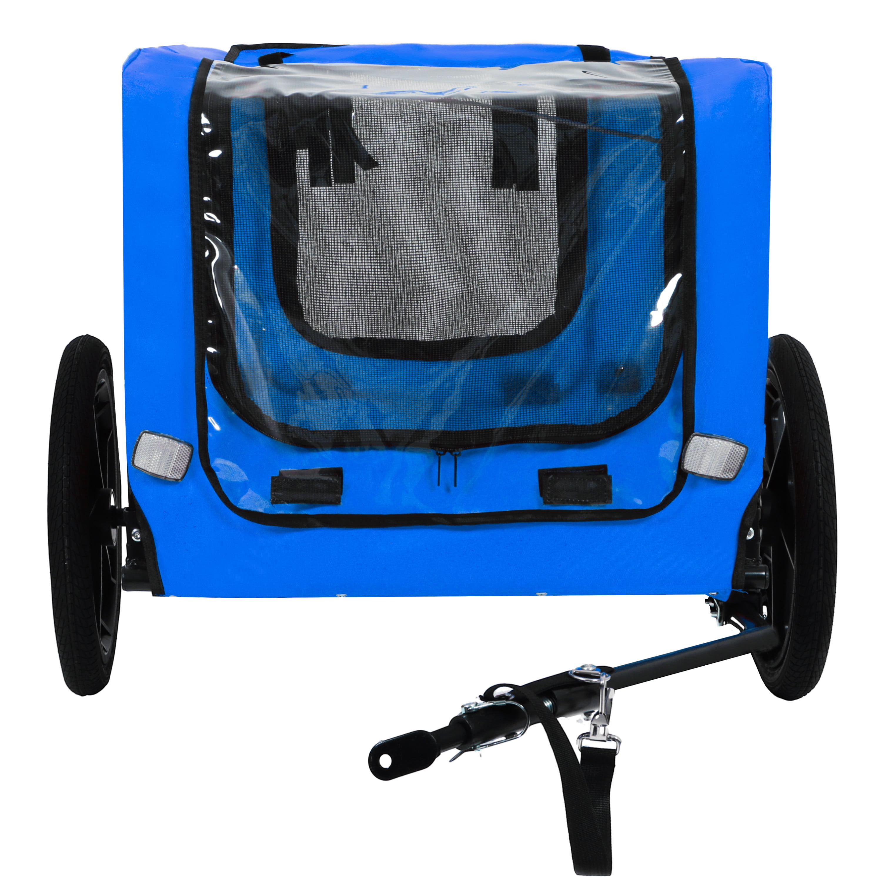 Foldable Dog Bike Trailer, Pet Cart for Medium Dogs with Quick Release Wheels and Frame, Weather-Resistant Canopy, Blue, Supports up to 66 lbs
