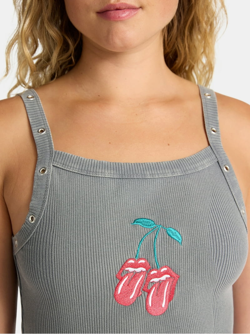 Rolling Stones Women's Graphic Tank Top with Snap Accents