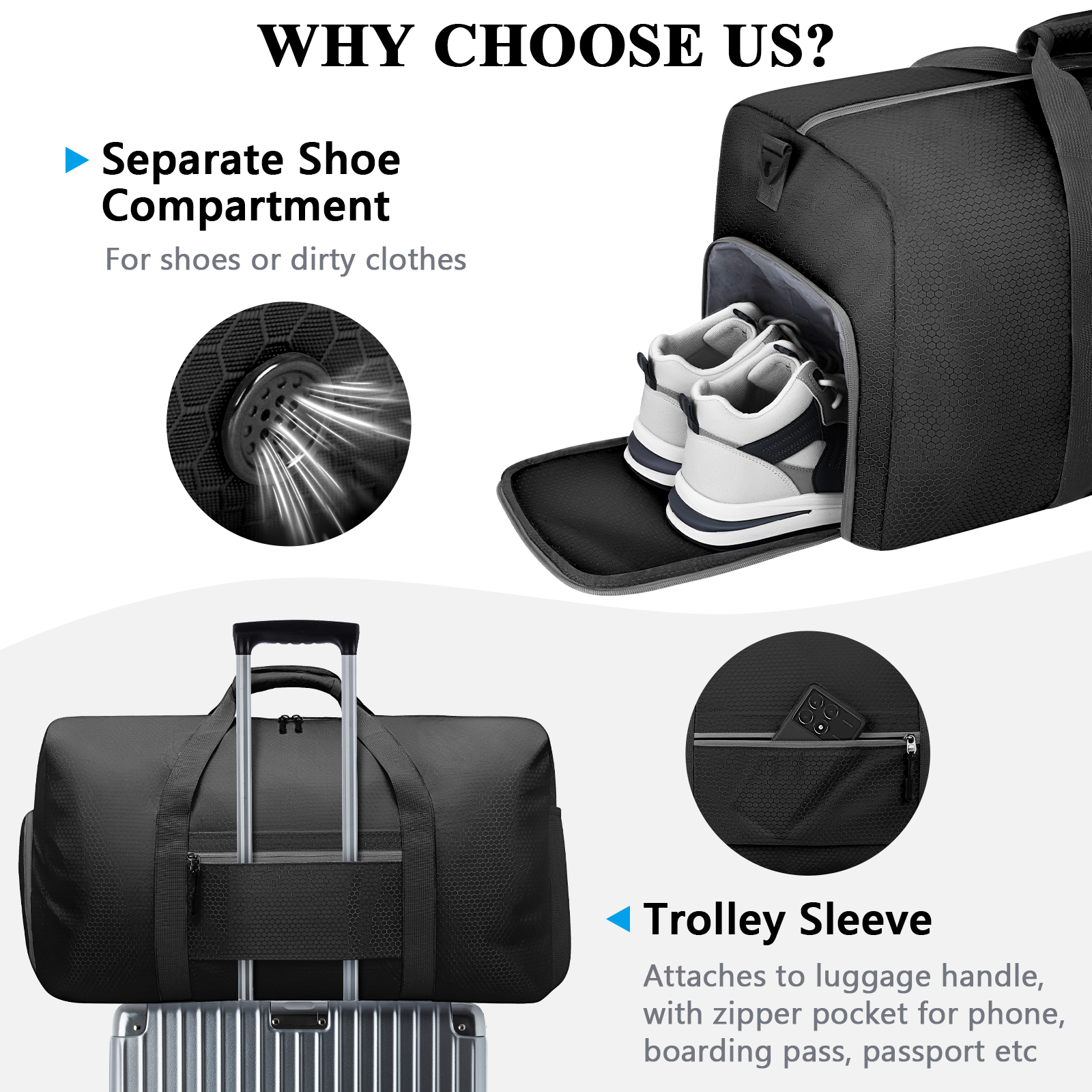 Cshidworld 65L Foldable Duffel Bag Travel Gym Bag photo 4