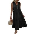 thumbnail image 1 of GXFC Women Swing Dress Sleeveless V Neck Button Tank Dress Summer Loose A-line Midi Dress Sundress for Women Beach, 1 of 5