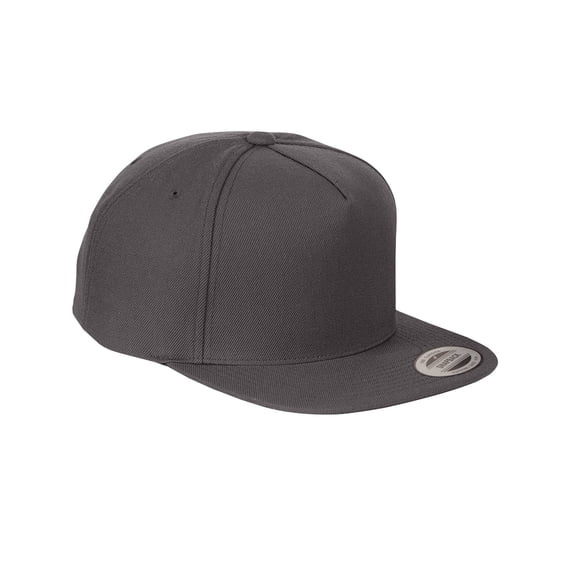 Yupoong YP5089 5-Panel Structured Flat Visor Classic Snapback Cap - Dark Grey - One Size