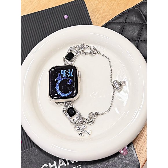 XiHAMA Diamond Bling Band Compatible with Apple Watch Band 38mm 40mm 41mm 42mm 44mm 45mm, Women Luxury Metal Bracelet with Rhinestone Bumper for iWatch Series 9/8/7/SE/6/5/4/3/2/1/18mm/20mm/22mm
