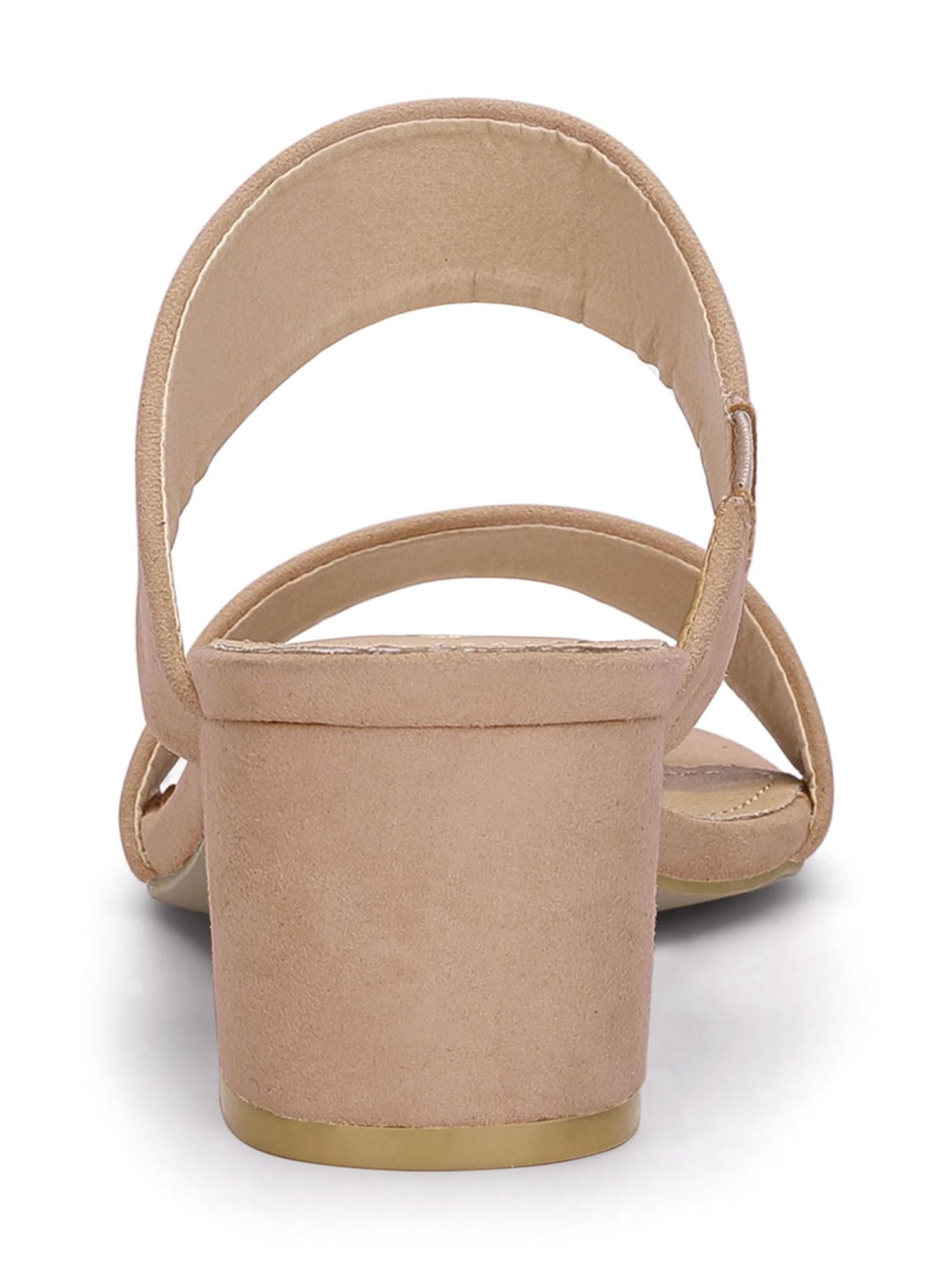 DARING DIVA Stylish Women's Block Heel Dual Straps Slide Sandals 7.5 Nude