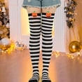 thumbnail image 3 of Eoperou 1 Pair Halloween Stockings Over The Knee Funny Cartoon Pumpkin Striped Contrast Color Soft Keep Warm High Elasticity Solid Color Winter Thigh Socks for Halloween Party, 3 of 8