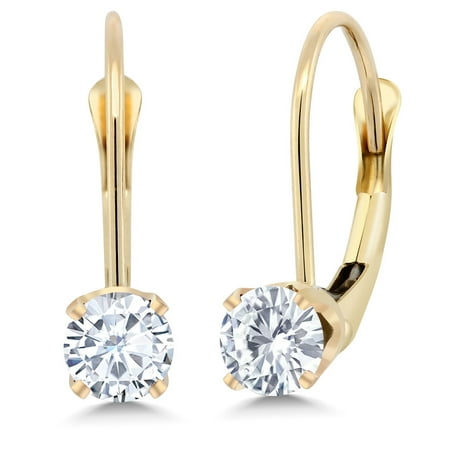 14k Yellow Gold 0 44 Ct Round White Created Moissanite Leverback 14k Yellow Gold 0 44 Ct Round White Created Moissanite Leverback Earrings