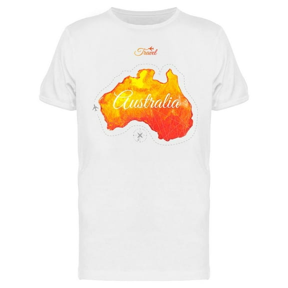 Watercolor Australia Map T-Shirt Men -Image by Shutterstock, Male XX-Large