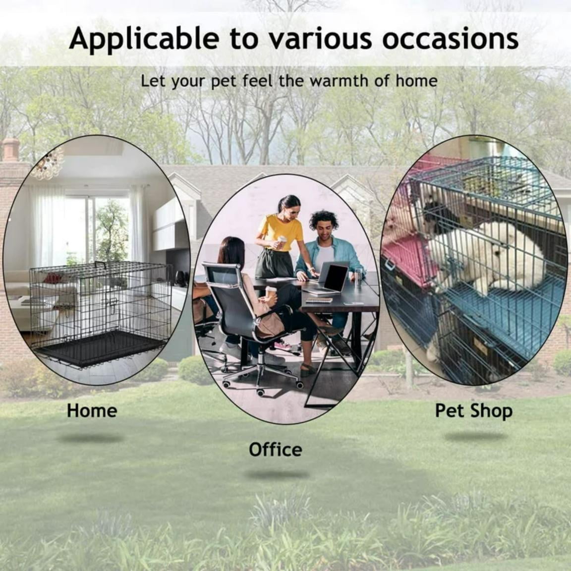 Dkelincs 24 inch Dog Cages for Puppies Dog Crates Folding Dog Kennels and Metal Wire Crates with Double-Door,Tray,Handle for Dog Training Indoor