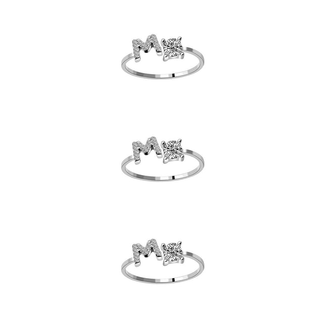 Minnieouse Anillo abierto con letras mayúsculas de cobre, anillos de compromiso elegantes reutilizables para mujer, regalos de joyería de Type1 NO1