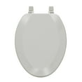 thumbnail image 2 of PowerSellerUSA Wood Elongated Toilet Seat, Adjustable Hinges Toilet Seats with Non Slip Grip Tight Bumpers, Oval Shape Heavy Duty Wooden Bathroom Toilet Seat Close Lid Set, SIlver, 2 of 3