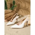 thumbnail image 2 of On feet& in love Women's Faux Leather Pointed Toe Elastic Slingback High Heel Pumps, 2 of 6