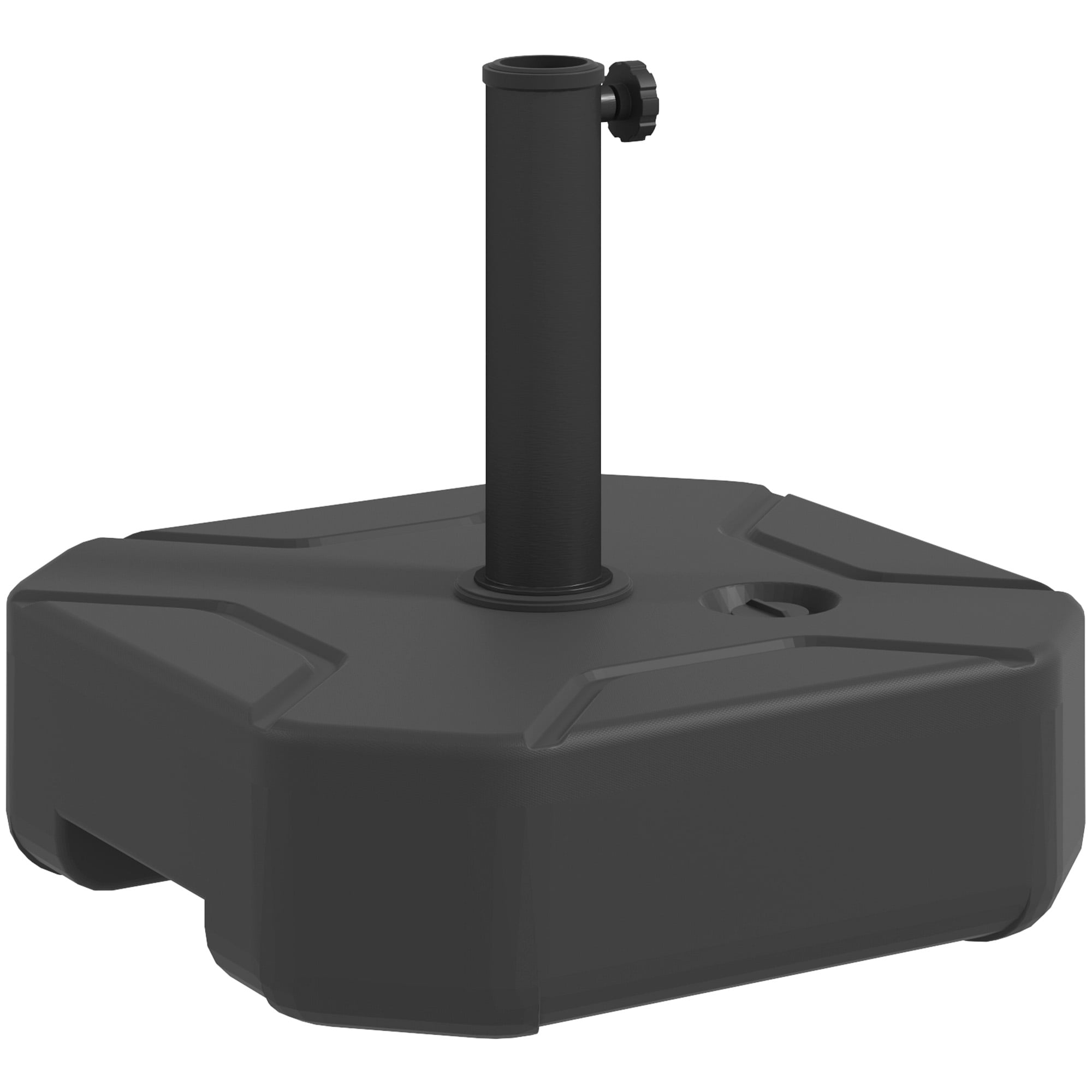 Outsunny Patio Umbrella Base Holder, Outdoor Umbrella Stand Base, Filled Up to 55lbs with Stand or 44lbs with Water for Garden, Poolside, Black