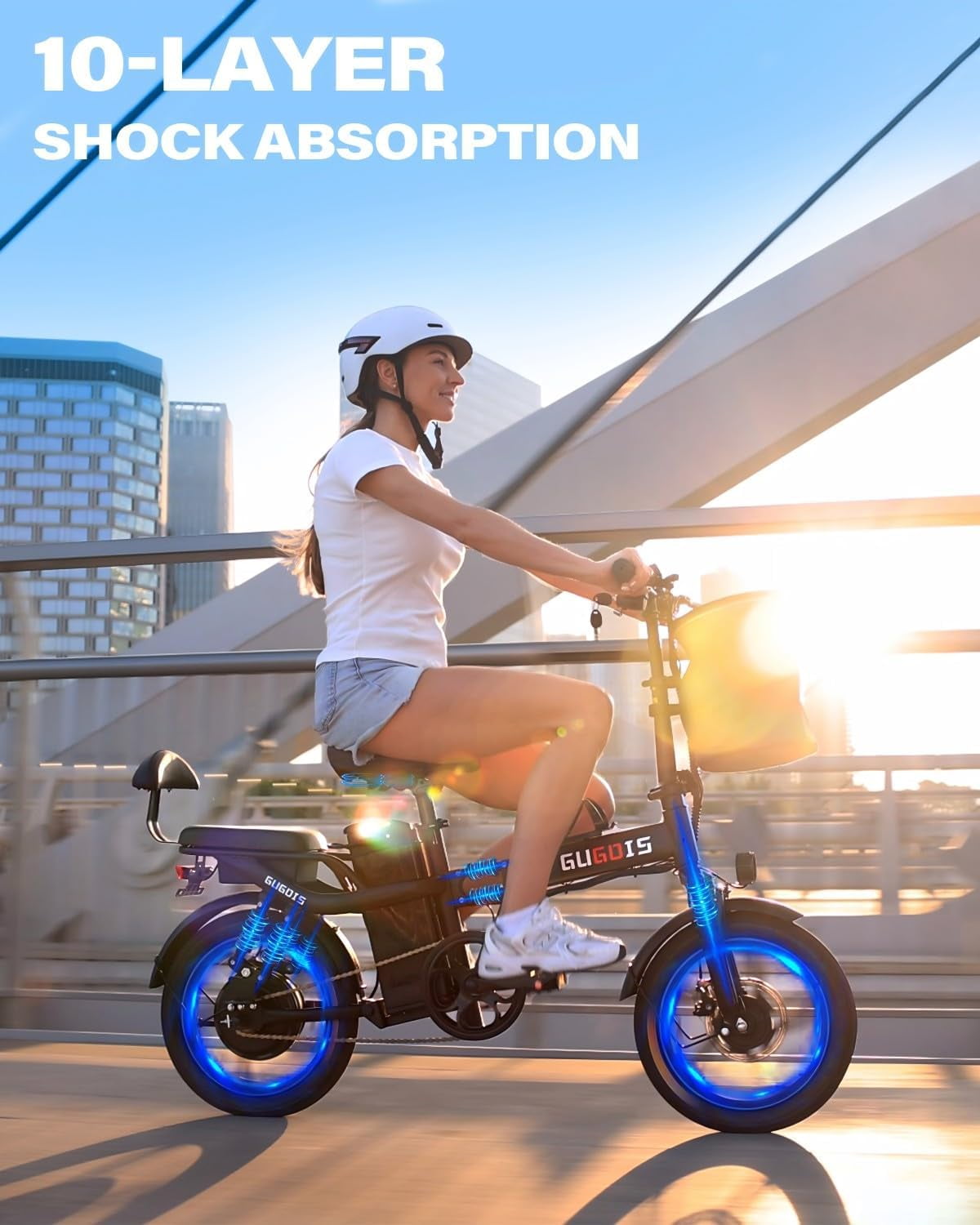 Electric Bike for Adults, 16" Integrated Wheel Fat Tire Electric Bicycle with Peak 750W Motor 28 MPH Max Speed, 48V 15Ah Removable Battery Range to 45 Miles