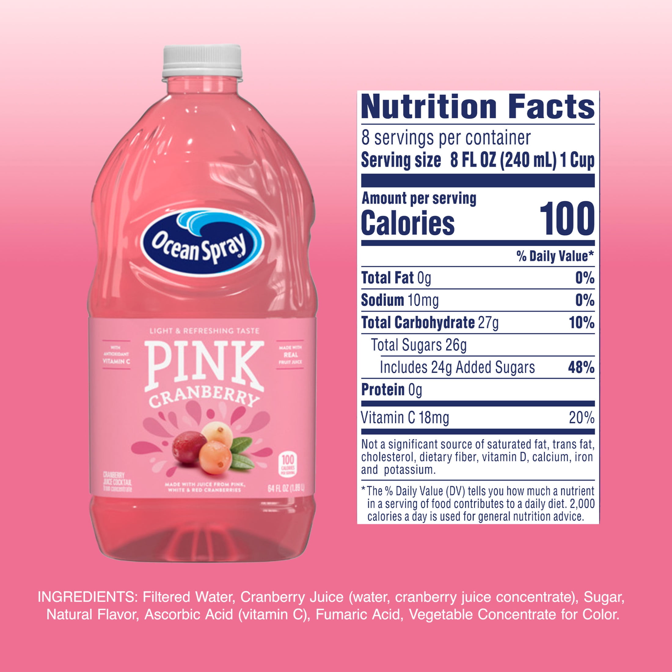 Ocean Spray® Pink Cranberry Juice Cocktail, 64 fl oz Bottle