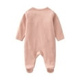 thumbnail image 2 of Odeerbi 2PCS Baby Boys Girls Cotton Rompers Footie Jumpsuit Baby Clothes 0-12 Months Infant Clothing Long Sleeve Footwear Crawling Clothes Bodysuit With Hat Pink, 2 of 6