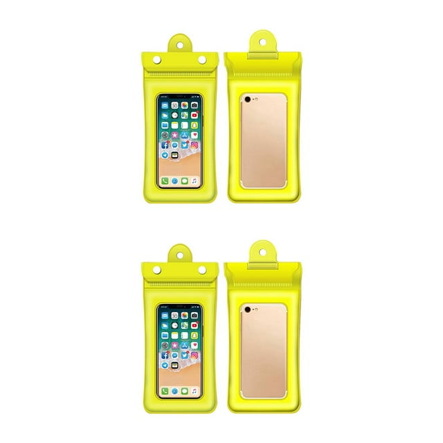 bedienty PVC Phone Waterproof Bag 3-layer Sealed Universal Solid Screen Replacement Drifting Beach Pouch Accessories Yellow 2Set