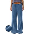 thumbnail image 5 of BXJX Womens Corduroy Pants, Drawstring Fall Winter Elastic Waist Casual Straight Leg Trousers with Pockets Navy Size M, 5 of 7