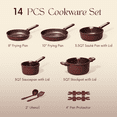 thumbnail image 2 of Carote 14-Piece Pots and Pans Set, Ceramic Nonstick Cookware Set with Utensils,Induction Compatible, Burgundy, 2 of 8