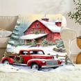 thumbnail image 6 of [] 1 Vintage Red Truck  Snow Scene Throw Blanket - Cozy, Lightweight Polyester Flannel, Ideal for Holiday Decor, Machine Washable, All-Season Comfort, 6 of 9