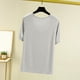 thumbnail image 4 of Pijama de manga corta para mujer, color liso, manga corta, camiseta fina, pijama de manga corta, blusa de poliéster, 4 of 7