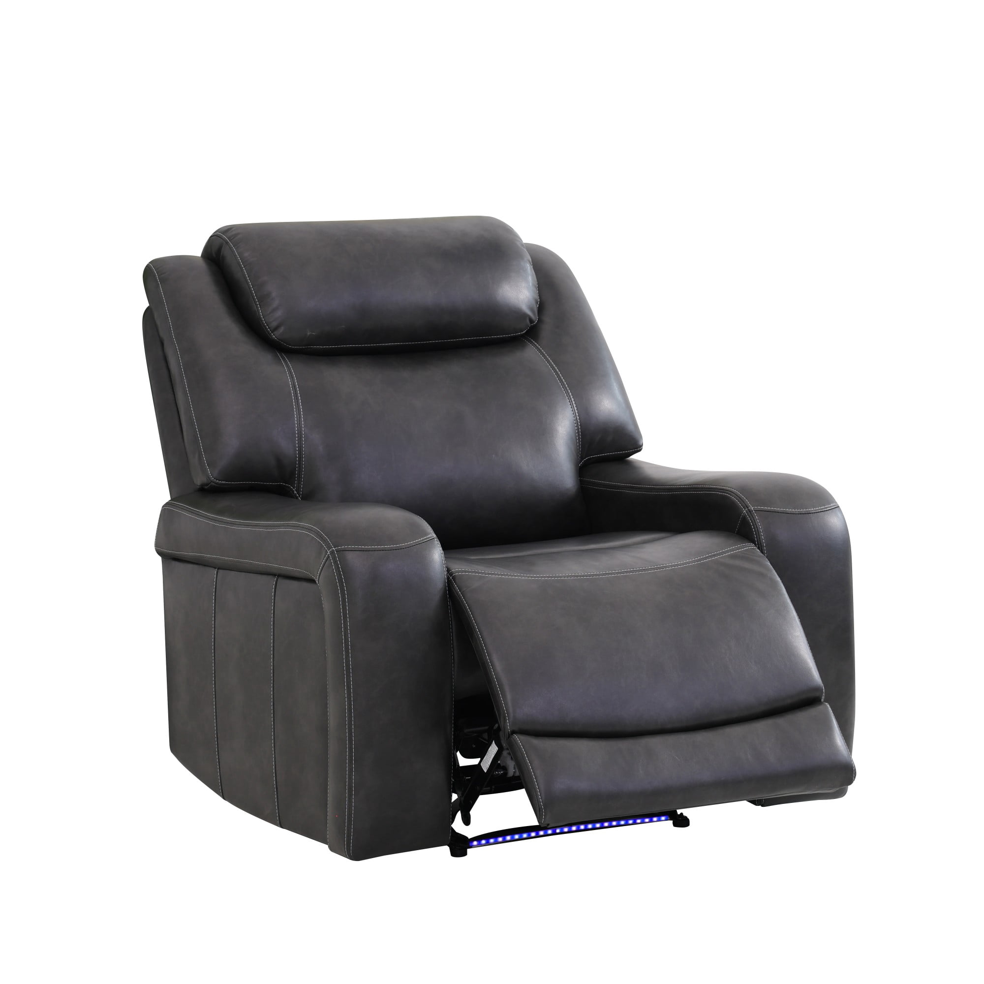 Gewnee Power Recliner Chair, Adjustable Reclining Lounge Chair with USB Ports, LED Lights, Air Leather Upholstered Single Sofa Recliner for Living Room, Office, Black