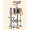 thumbnail image 4 of Feandrea - Árbol para gatos de varios niveles para interiores, torre para gatos tipo condominio con 4 postes para rascar, 2 posaderos, hamaca y cueva, gris claro, 56.3 pulgadas,, 4 of 5