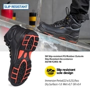 SAFETOE Safety Boots for Men Composite Toe Work Boots Lightweight Cow Leather Puncture Proof Slip On Work Boots Wide Fit