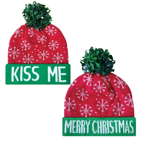 Dakota Dan Trendy Christmas Mistletoe Beanie Hats - Unique Costume Accessories and Christmas Season Gift Ideas