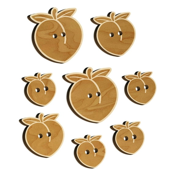 Plump Peach Solid Wood Buttons for Crochet Knitting Sewing DIY Craft - 1.00 Inch Medium (7pcs)
