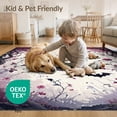 thumbnail image 4 of ODIKA 8'x10' Washable Area Rug Non-Shedding, Easy Care, Gothic Bat Halloween Flowers Plum Boho Floral Motif with Symmetrical Vines for King Size Bedroom Under Bed, Master Suite, 4 of 7