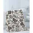 thumbnail image 3 of Black Spring Floral Towel Set of 3, Soft Microfiber Bath Towels, Hand Towel, Washcloths, Summer Botanical Farmhouse Vintage Quick-Dry Absorbent Towels for Bathroom Kitchen Hotel Beach Gym Spa, 3 of 7