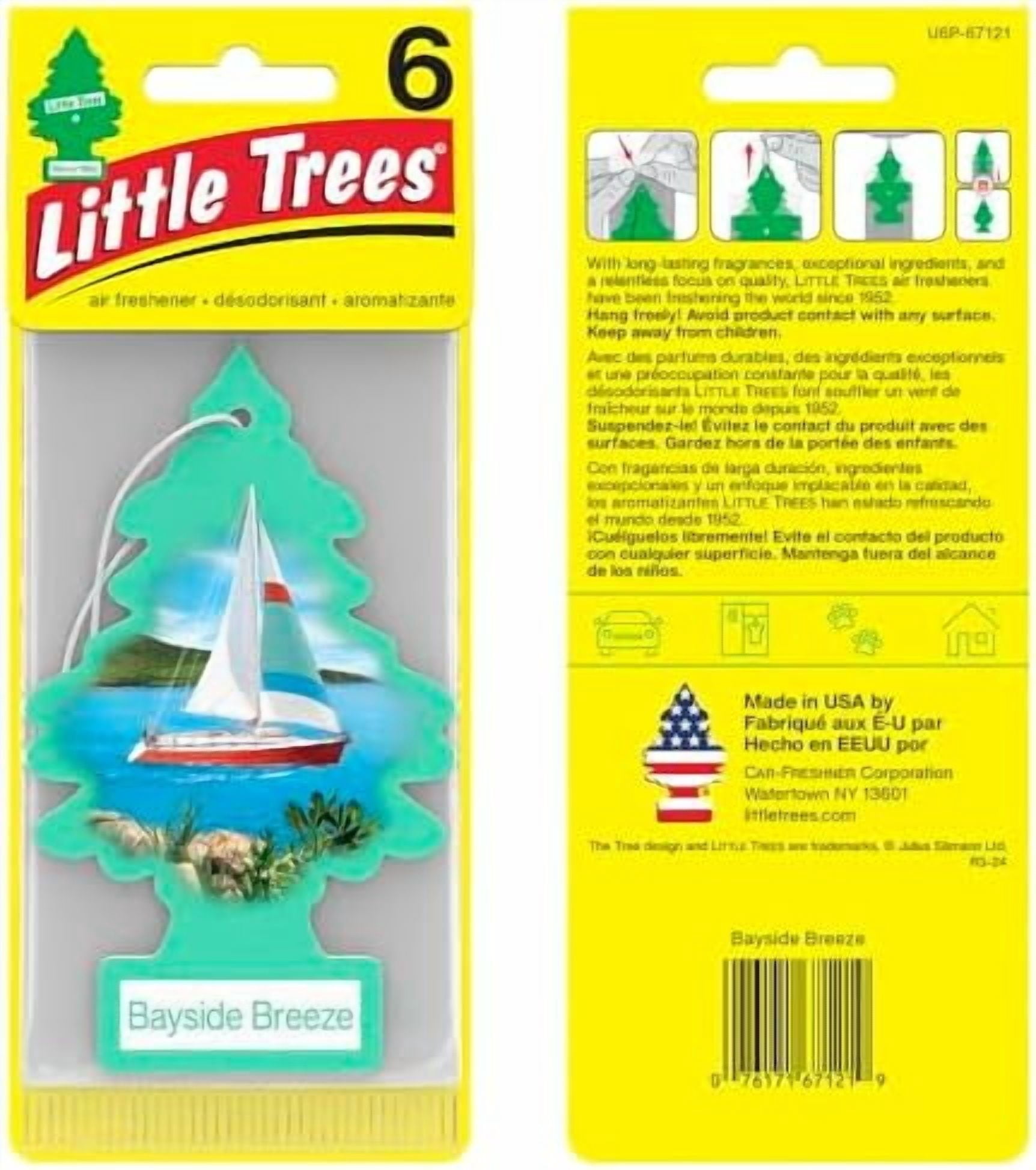 LITTLE TREES Air Fresheners Car Air Freshener. Hanging Tree Provides Long Lasting Scent for Auto or Home. Bayside Breeze, 24 Air Fresheners