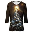 thumbnail image 5 of Elvqul Funny Tops for Women Black Shirts 3/4 Sleeve Christmas Plus Size Vacation Pullover Print Womens Tops, 5 of 5