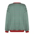 thumbnail image 5 of Women Striped Oversized Sweatshirt Crewneck Long Sleeve Shirts Hoodies 2025 Summer Fashion Pullover Top Y2K Outfits 03-Green XL, 5 of 5