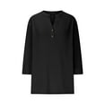 thumbnail image 4 of Lenpel Women's 3/4 Length Sleeve Tops Spring Summer Quarter Button V Neck Casual T-Shirts Basic Tee Blouses, 4 of 6