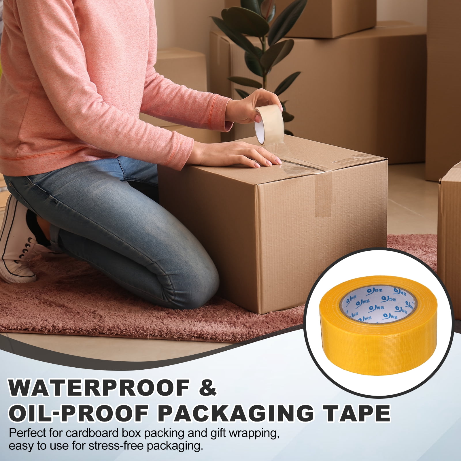 Uxcell Duct Tape (1.97 Inch x 49 Yards, Yellow) Heavy Duty Industrial Duct Tape Easy Use Strong Adhesive No Residue, for Repairs Crafts Projects Home Improvement