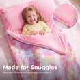 thumbnail image 2 of Joyfy Toddler Sleeping Bag for Kids 66" x 33" Glow in The Dark Kids Sleeping Bag with Pillow for Boys and Girls Ages 3+ Soft Flannel Toddler Nap Mat for Preschool Daycare Sleepover- Pink Star, 2 of 5